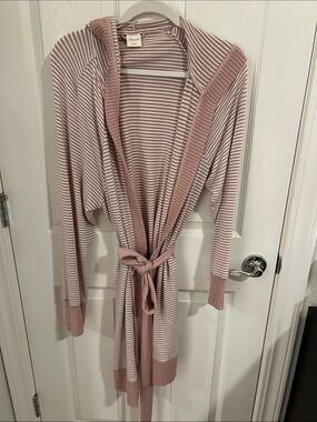 Pink Striped Hooded Robe - Women’s Intimates with matching lounge pants set